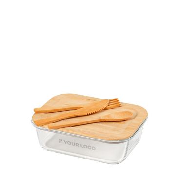 Portavivande riutilizzabile in vetro borosilicato e bambù 480 ml