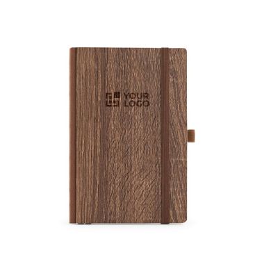 Taccuino ecologico A5 con copertina che simula le venature del legno e pagine bianche
