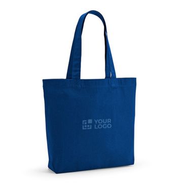 Tote bag con soffietto in poliestere e cotone riciclato 220 g/m²
