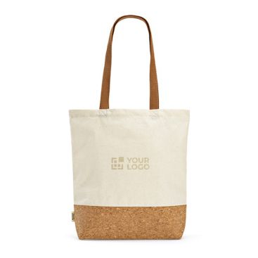 Shopper in cotone riciclato da 180 g/m² ed rPET con fondo in iuta