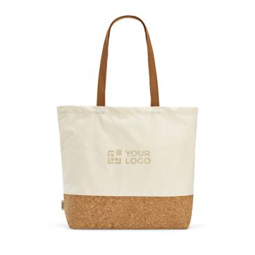 Shopper in cotone riciclato da 220 g/m² ed rPET con base in sughero
