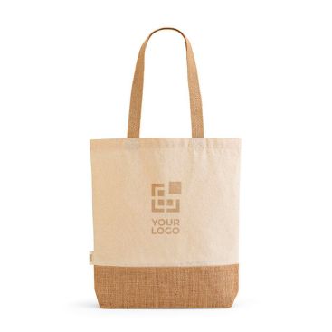 Shopper in cotone riciclato da 180 g/m² e poliestere con fondo in iuta