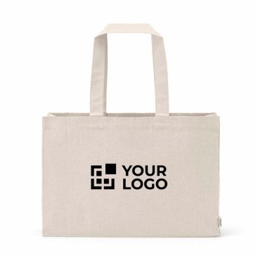 Borsa della spesa in cotone ecologico naturale con fondo piatto 280 g/m2