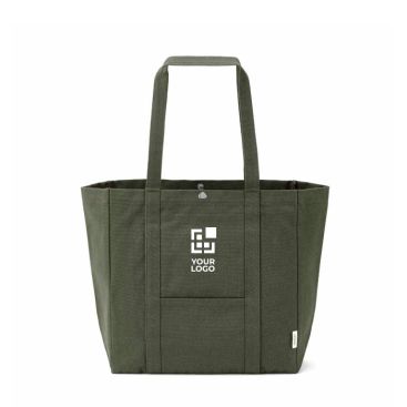 Borsa per la spesa in cotone riciclato con chiusura a pressione 360 g/m2
