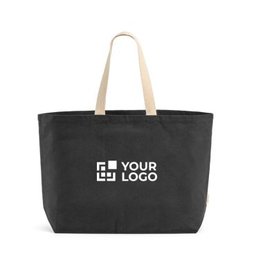 Borsa della spesa in cotone riciclato da 32 L con soffietto 400 g/m²