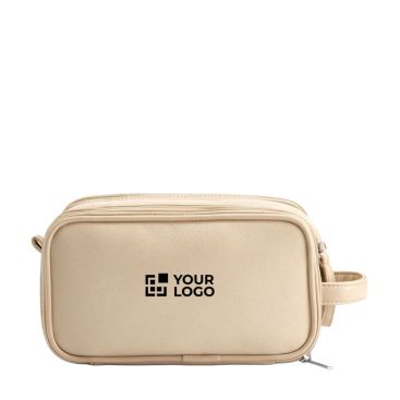 Necessaire sospeso in pelle sintetica riciclata con gancio e tre scomparti