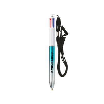 Penna a sfera in plastica bicolore metallizzata con inchiostro a 4 colori BIC®