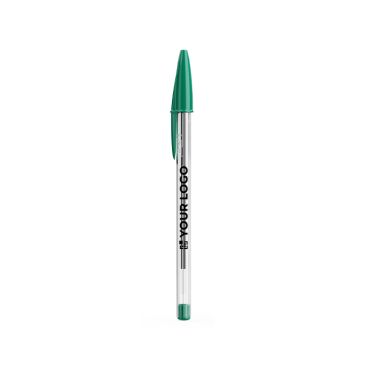 Penna a sfera classica in plastica trasparente con inchiostro verde BIC® Cristal®