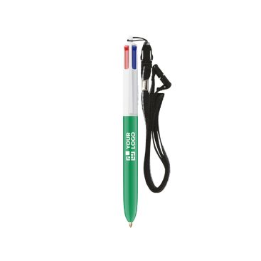 Penna a sfera in plastica con lanyard da appendere e inchiostro a 4 colori BIC®