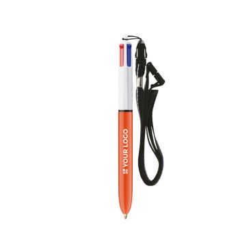 Penna a sfera in plastica con lanyard e scrittura fine a 4 colori BIC®