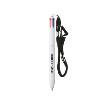 Penna a sfera in plastica riciclata con lanyard e inchiostro a 4 colori BIC®