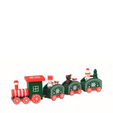 Trenino in legno con pupazzetti a tema natalizio personalizzabile