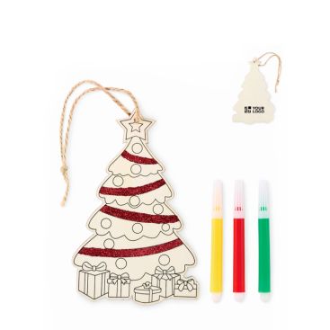 Decorazione natalizia sospesa a forma di albero di legno da colorare