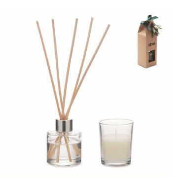 Set aromatico con diffusore in vetro e candela profumata alla vaniglia