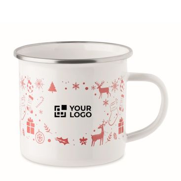 Tazza in metallo smaltato in stile natalizio con scatola singola 300 ml