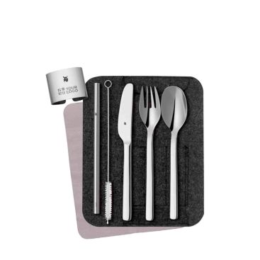 Custodia con set di posate in acciaio inox e cannuccia WMF