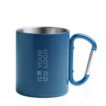 Tazza in acciaio riciclato 304 doppia parete manico moschettone 300ml