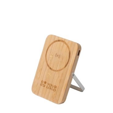 Power bank magnetico wireless in bambù con supporto 5.000 mAh