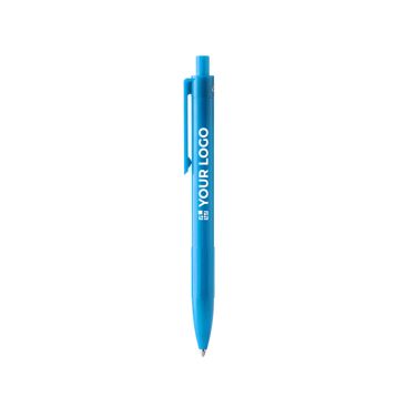 Penna a sfera in plastica riciclata con clip e pulsante coordinati, inchiostro blu