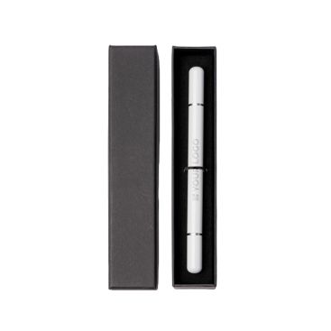 Penna a corpo metallico 2 in 1 con punta infinita e inchiostro blu