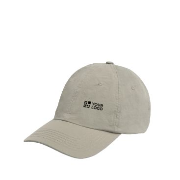 Cappellino in nylon a 6 pannelli con chiusura regolabile, occhielli e fascia antisudore