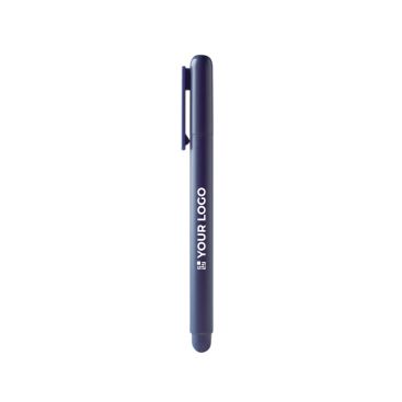Penna roller in plastica con cappuccio e clip abbinati, inchiostro blu