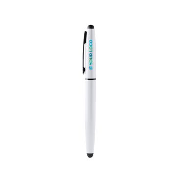 Penna roller in alluminio riciclato con puntatore touch, inchiostro blu
