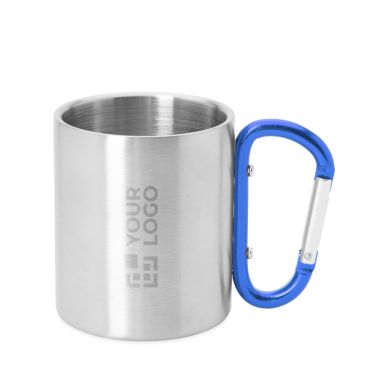Tazza metallica promozionale doppia parete moschettone 230ml