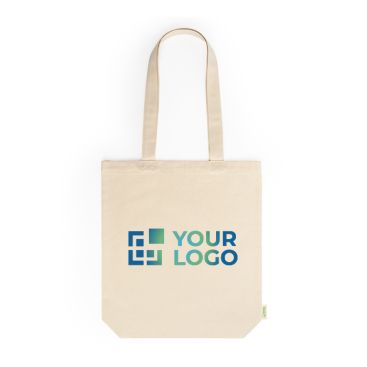 Shopper in cotone organico con soffietto e manici lunghi 70cm 280 g/m2