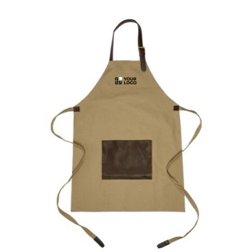 Grembiule regolabile in tela con tasca frontale in pelle da 450g/m2