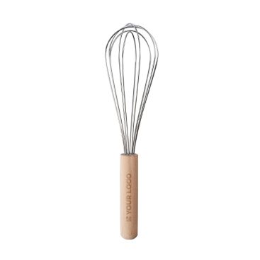 Frusta a mano in acciaio inox con manico in legno personalizzabile