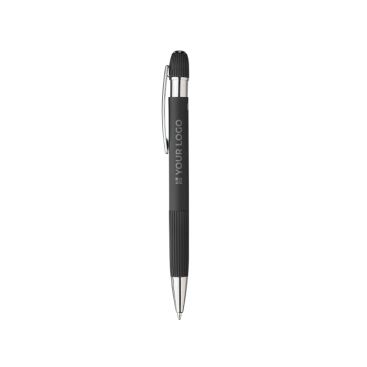 Penna in alluminio riciclato con finitura gommata con inchiostro blu