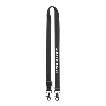 Lanyard in RPET con fibbia e moschettoni metallici BrandCharger