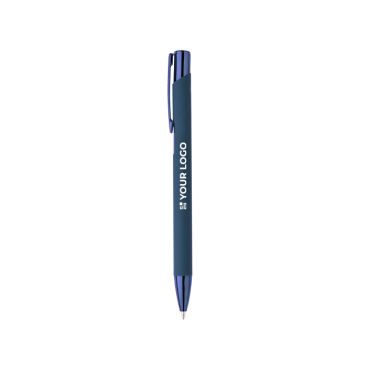 Penna a scatto in alluminio riciclato e gomma, inchiostro blu