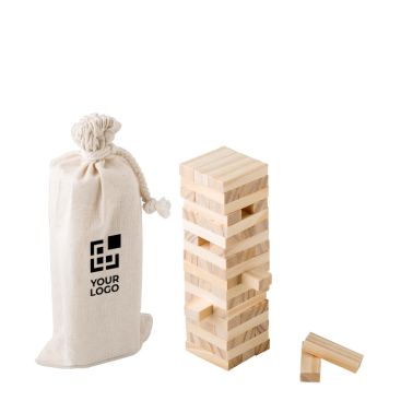 Gioco di abilità con blocchi in legno di pino FSC in sacchetto di cotone