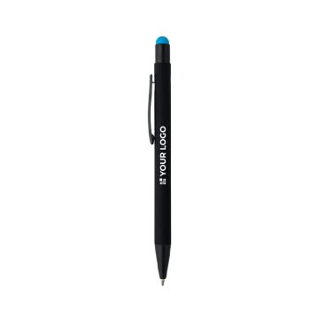 Penna a sfera in alluminio riciclato con rivestimento in gomma e inchiostro blu