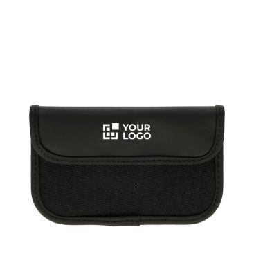 Custodia in RPET per chiavi e carte con blocco RFID e chiusura in Velcro