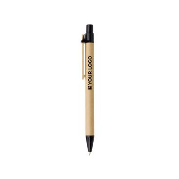 Penna in cartone con clip in legno color azzurro prima vista