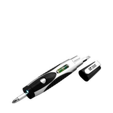 Set attrezzi tascabile con cacciaviti, livella e torcia in ABS
