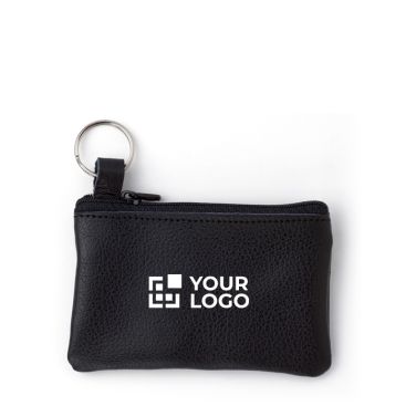 Portamonete in pelle con zip e portachiavi personalizzabile