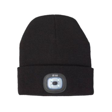 Cappello invernale personalizzato con led  color grigio scuro vista area di stampa