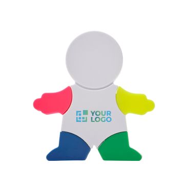 Evidenziatore in ABS a forma di omino con 4 colori fluorescenti