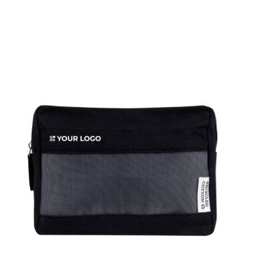 Beauty case in canvas riciclato con rete frontale da 320g/m2