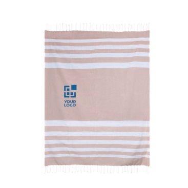 Grande pareo in cotone riciclato con frange bianche 145 g/m2