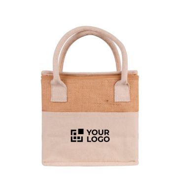 Borsa termica in juta con manici in cotone rinforzato