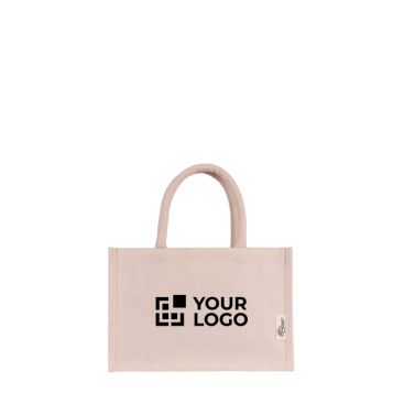 Piccola borsa in cotone riciclato con manico corto da 220 g/m2