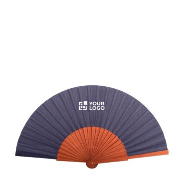 Ventaglio personalizzabile in legno scuro e tessuto di poliestere 23cm