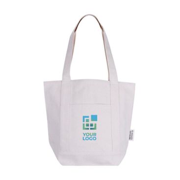 Borsa in cotone riciclato con tasca esterna laterale