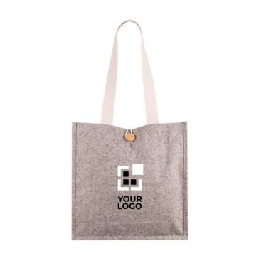 Borsa in cotone effetto mélange con bottone di chiusura