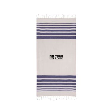 Pareo in cotone riciclato e poliestere con frange 150 g/m2